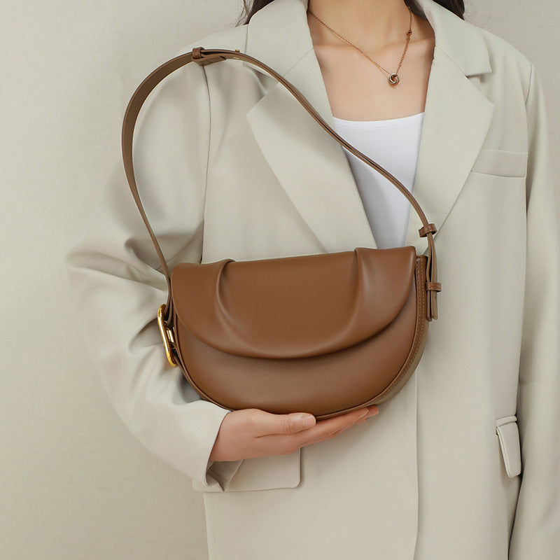 Pleated Leather Saddle Bag