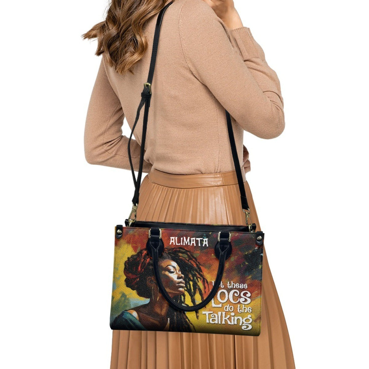 Butterfly Print Leather Handbag