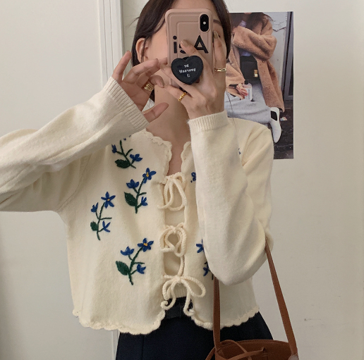 Embroidered Cardigan Set
