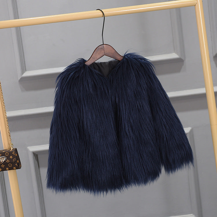 Girls' Thick Faux Fur Coat