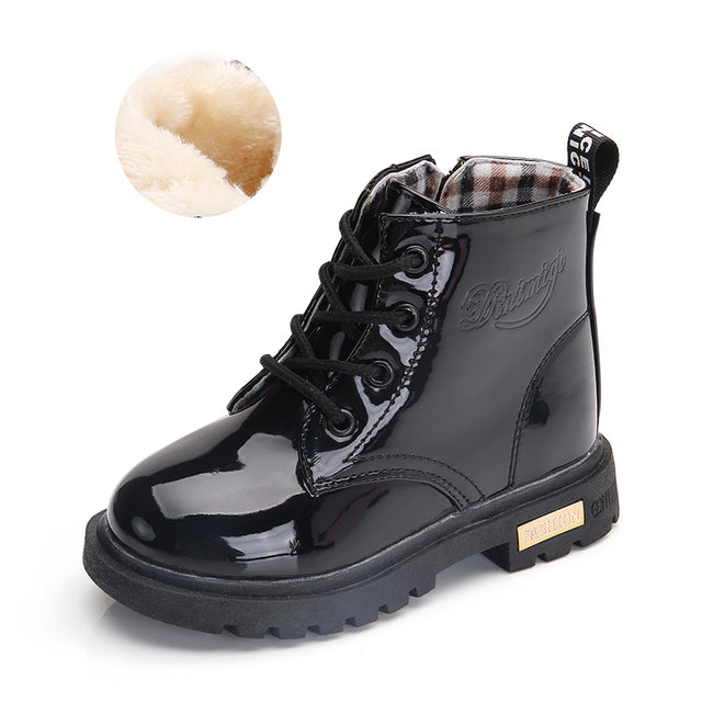 Kids' Patent Lace-Up Boots