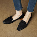 Vintage Chunky Heel Leather Loafers for Women
