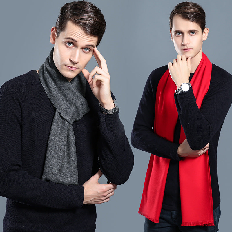Men's Plaid Cashmere-Feel Scarf