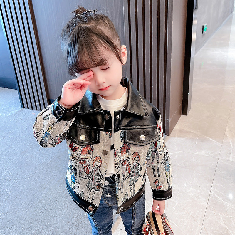 Girls' Faux Leather Jacket