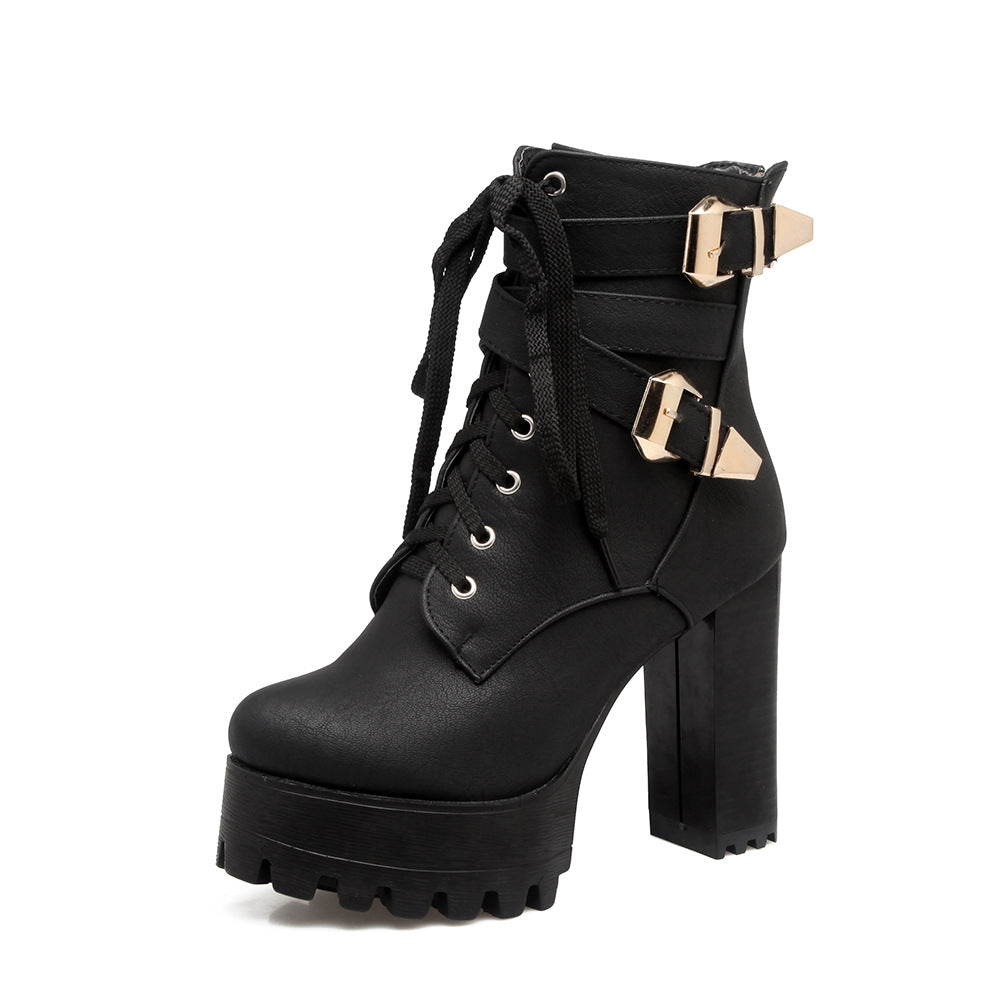 Buckle Platform Combat Boots