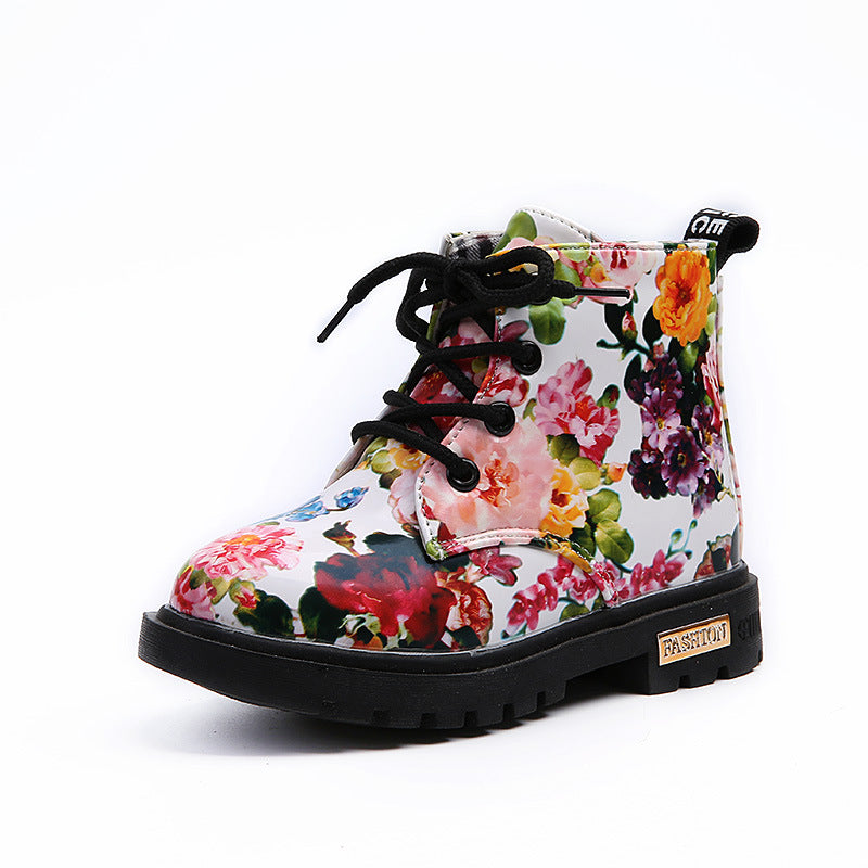 Girls' Floral Print Martin Boots for Autumn/Winter