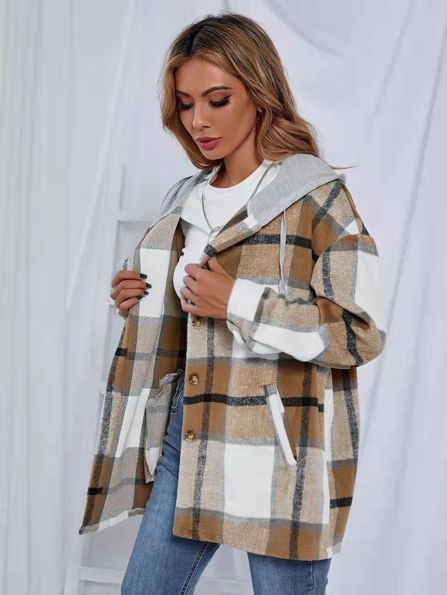 Plaid Wool Cardigan