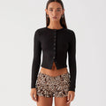 Ribbed Button Cardigan