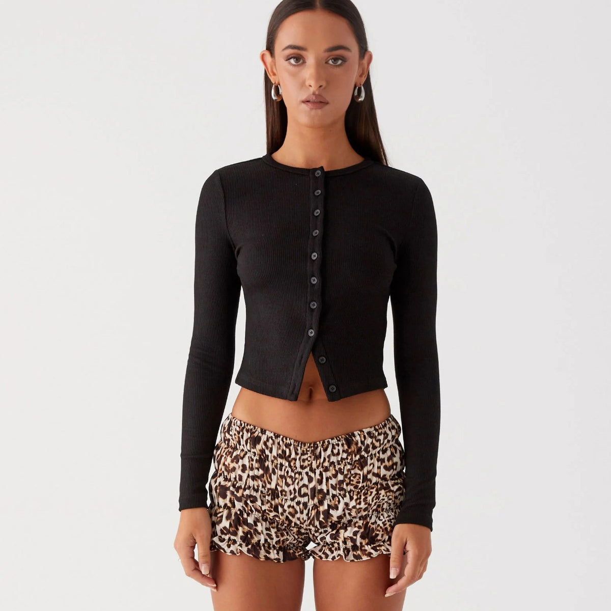 Ribbed Button Cardigan