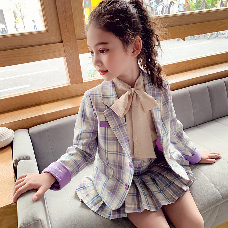 Girls' Check Suit Set
