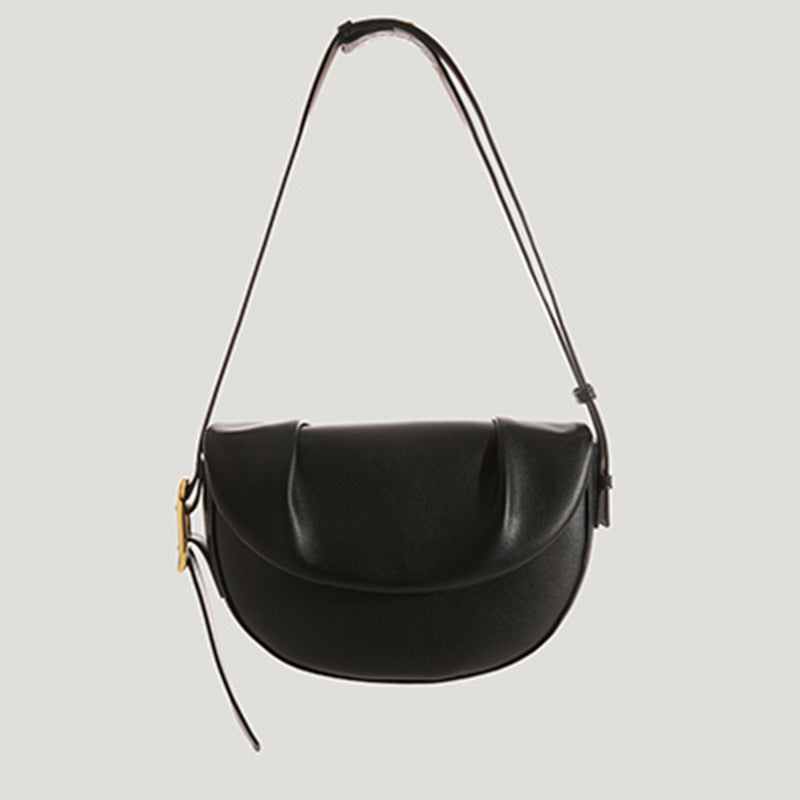 Pleated Leather Saddle Bag
