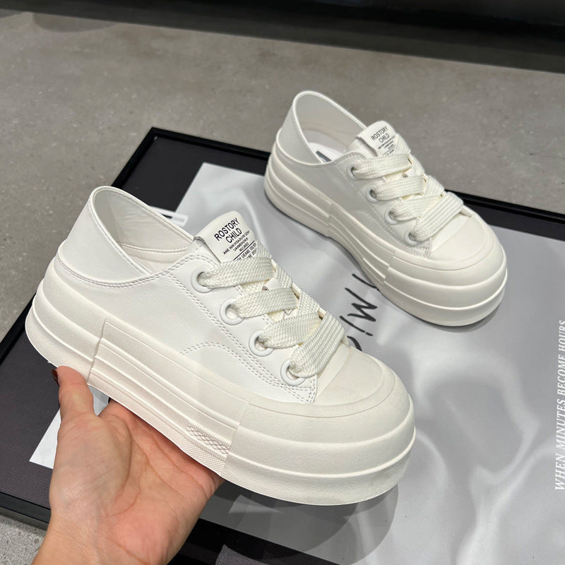 Stylish Thick-Soled White Sneakers for Women