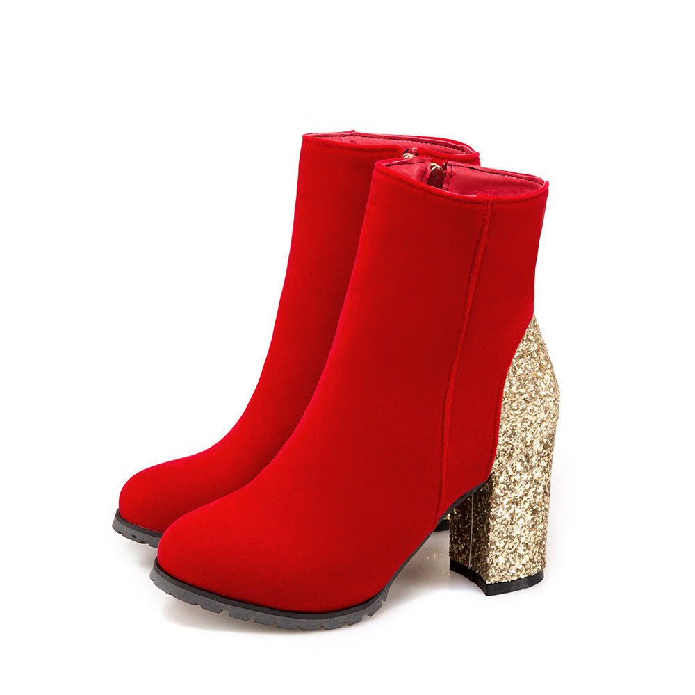 Glitter Heel Ankle Boots