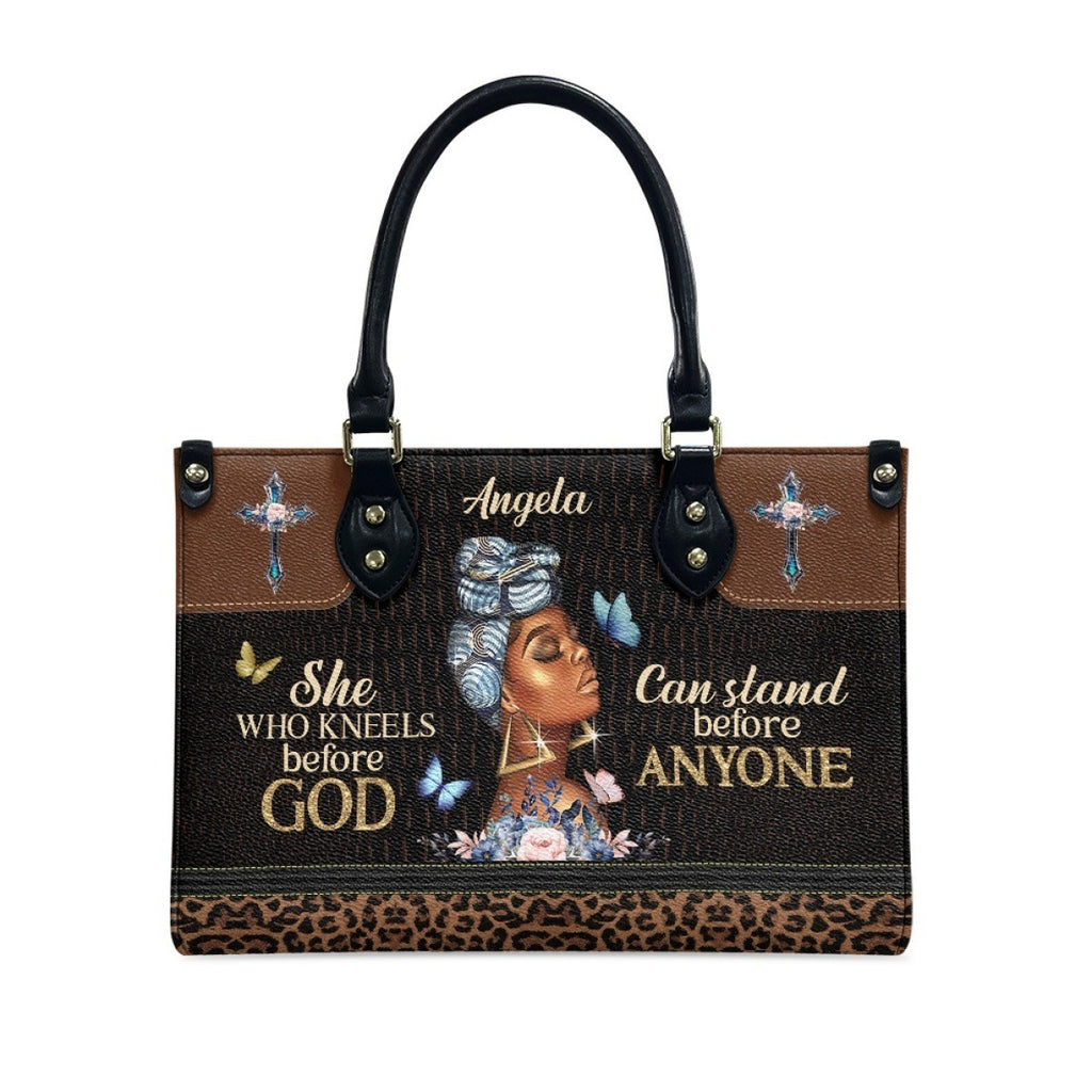 Butterfly Print Leather Handbag