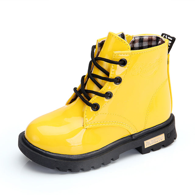 Kids' Patent Lace-Up Boots