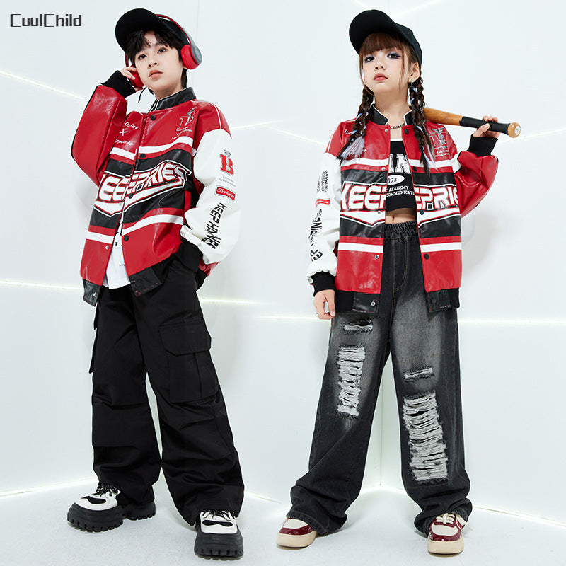 Boys' Leather Jacket & Cargo Set