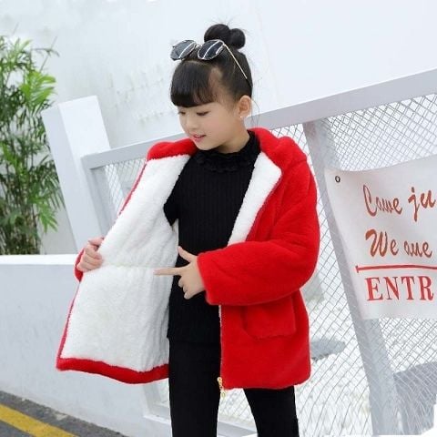 Girls' Plush Sweater Coat