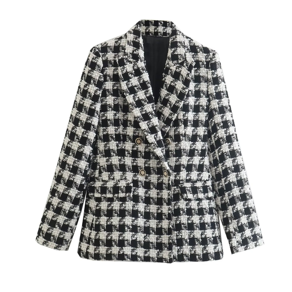 Houndstooth Double-Breasted Coat