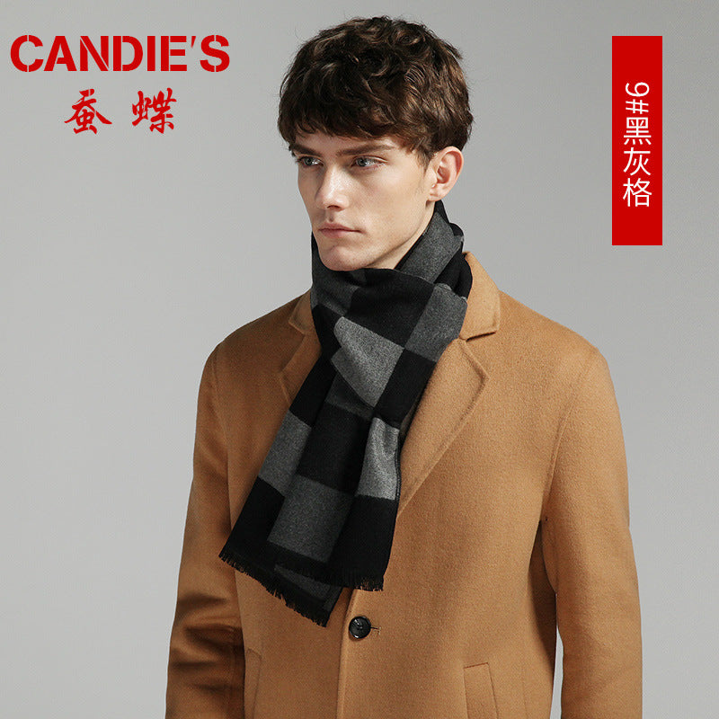Men's Plaid Cashmere-Feel Scarf