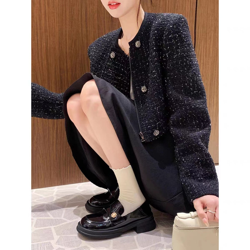 British Style Genuine Leather Chunky Heel Loafers for Women