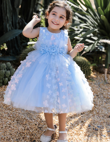 Girls' 3D Flower Tutu Dress