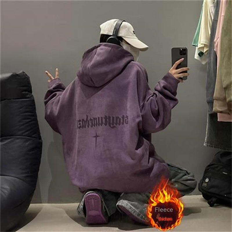 Burgundy Suede Hoodie