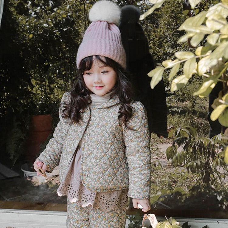 Girls' Floral Quilted Coat