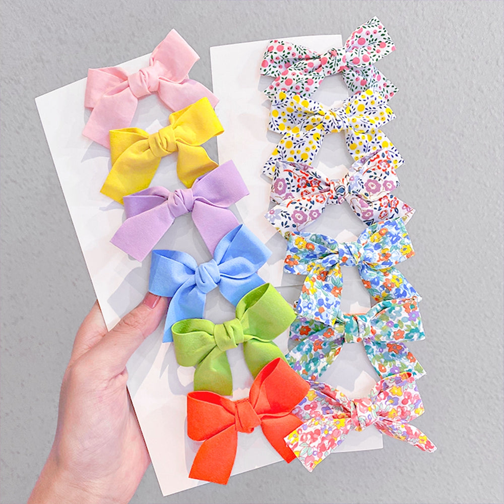 Girls' Floral Bow Hair Clip Set