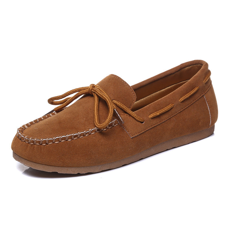 Faux Suede Bow Moccasins