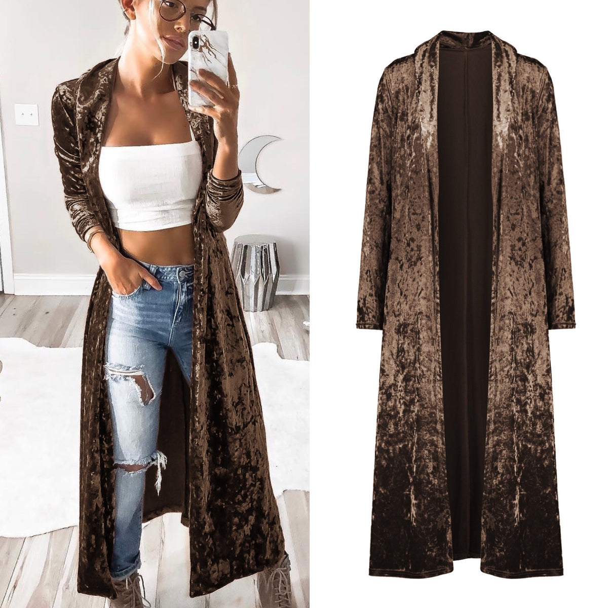 Velvet Long Cardigan
