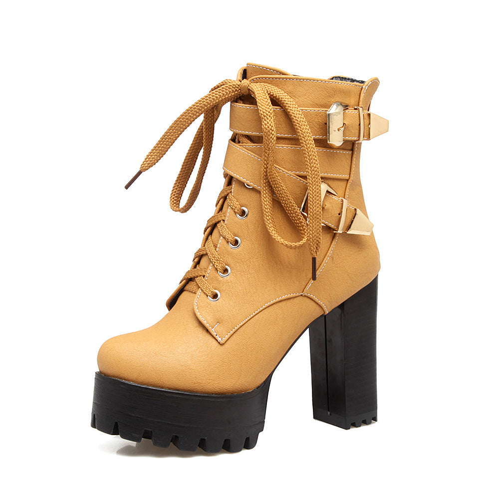 Buckle Platform Combat Boots