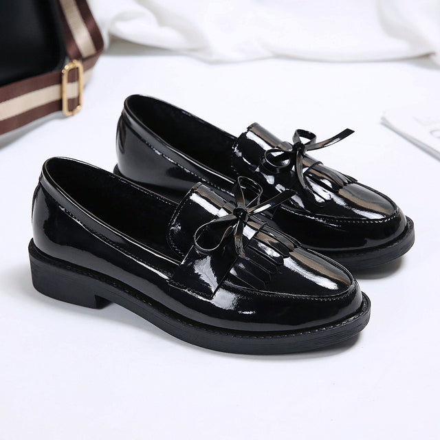 Patent Bow Tassel Loafers
