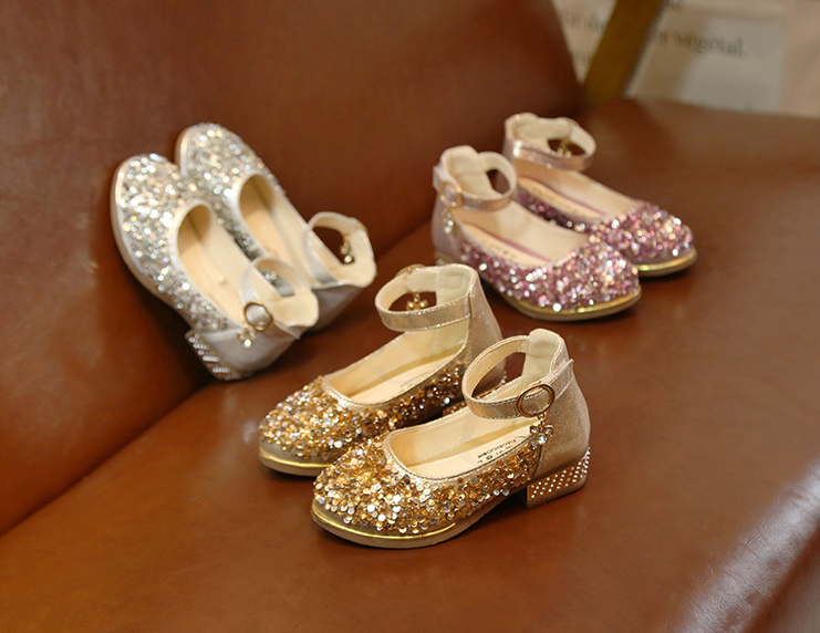 Girls' Glitter Ankle Strap Shoes