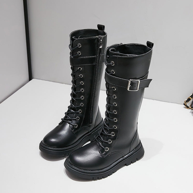 Girls' Fashion Leather High Boots for Autumn & Winter