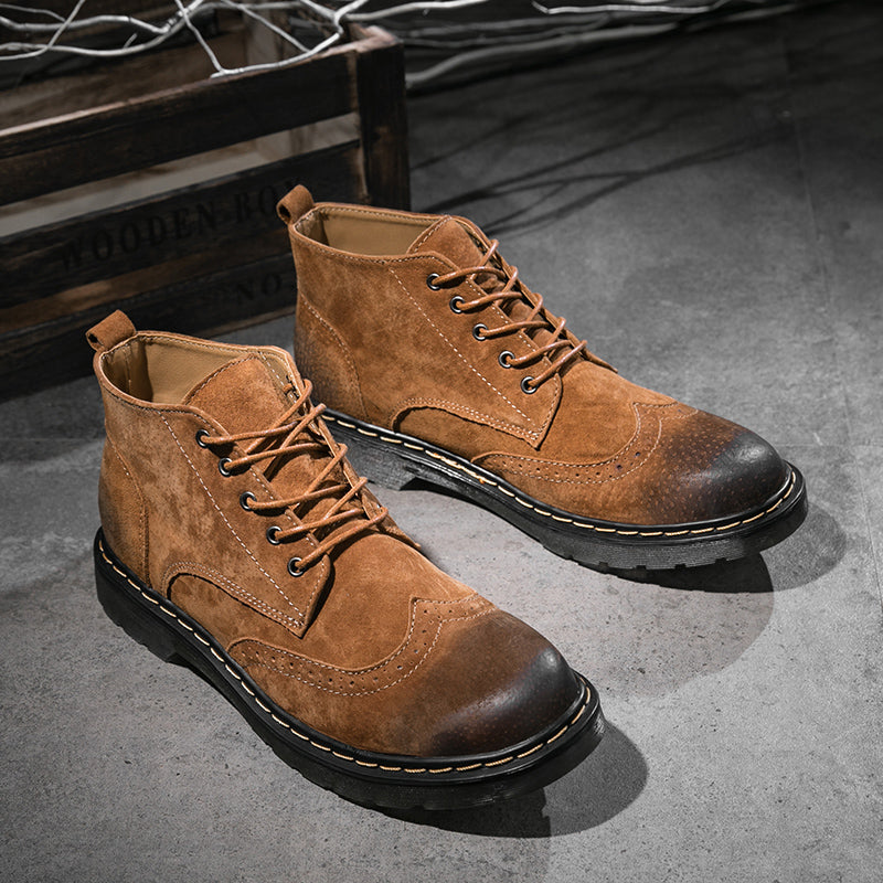 Genuine Leather Ankle Boots for Men - Vintage Fashion
