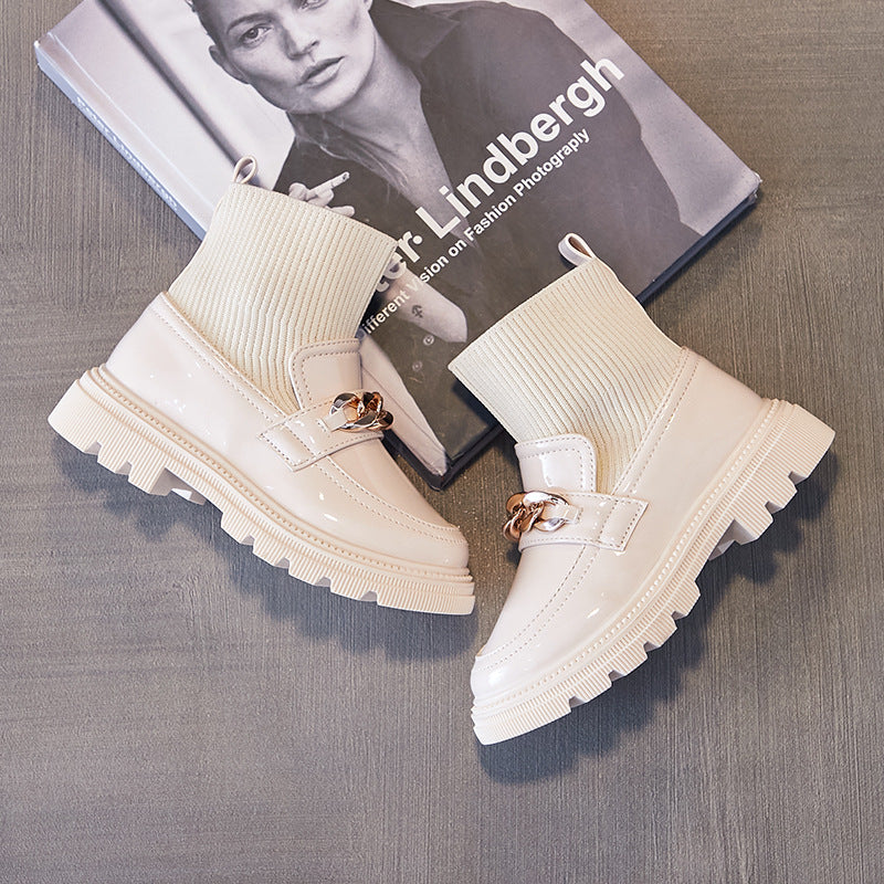 Kids' Breathable Knitted Short Boots and Sneakers