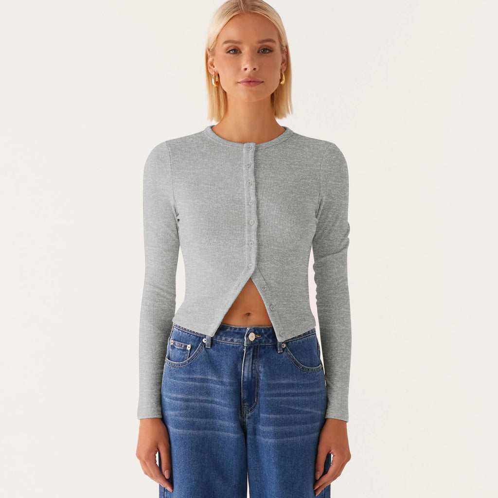 Ribbed Button Cardigan