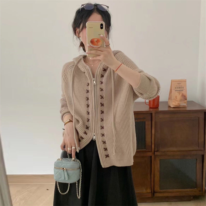 Hooded Tie-Front Cardigan