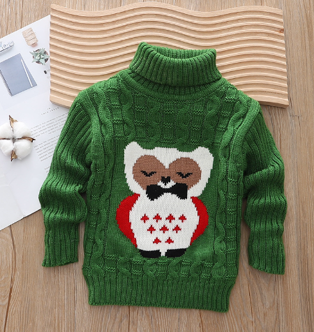 Kids' Owl Mock Neck Sweater