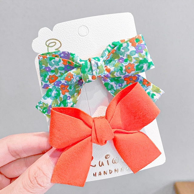 Girls' Floral Bow Hair Clip Set