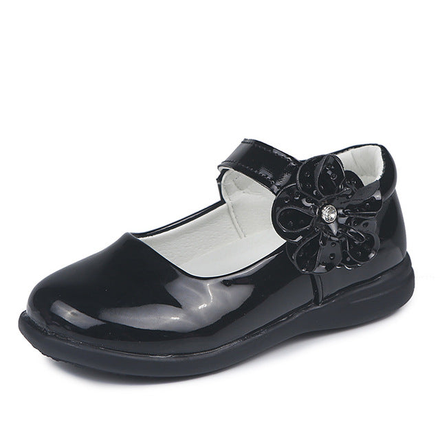 Girls' Metallic Flower Mary Janes