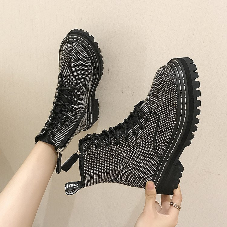 Sparkle Platform Combat Boots