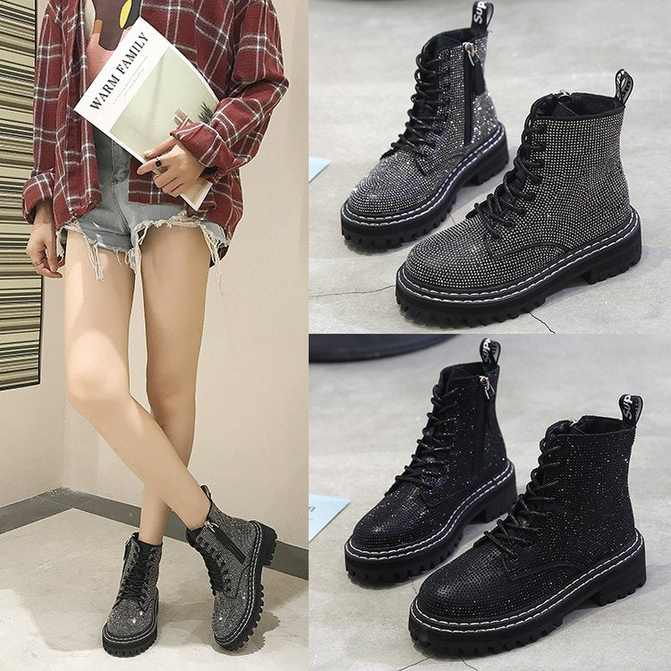 Sparkle Platform Combat Boots