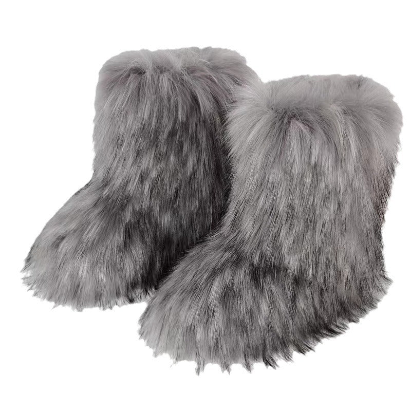 Fashionable Thick Plush Winter Knee-High Boots for Women