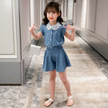 Girls' Lace Collar Denim Set