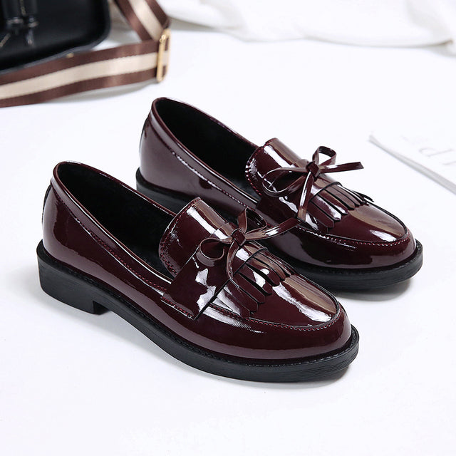 Patent Bow Tassel Loafers