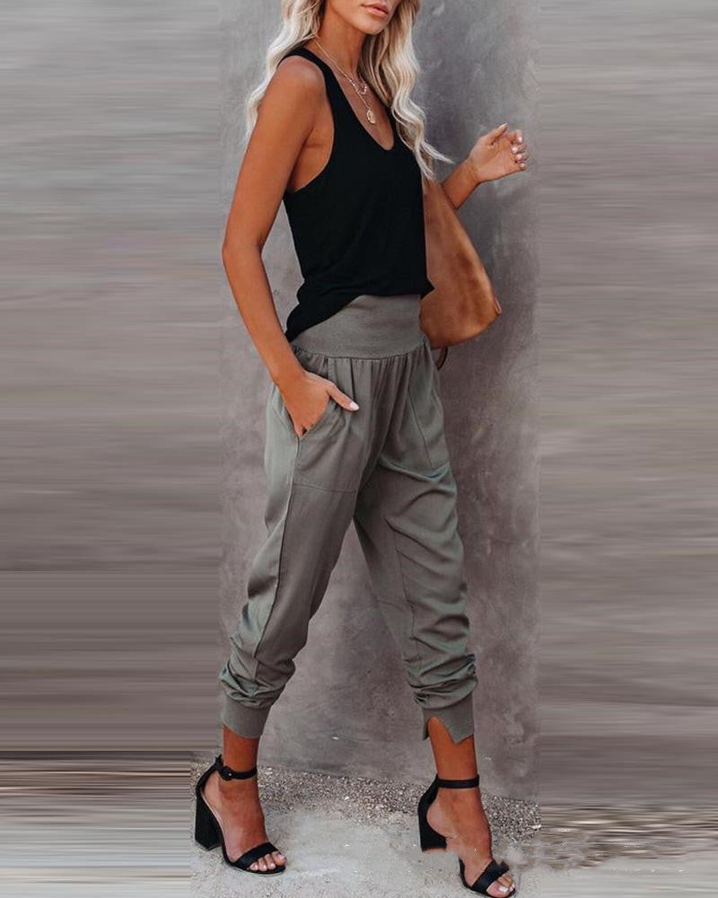 High-Waist Casual Pants