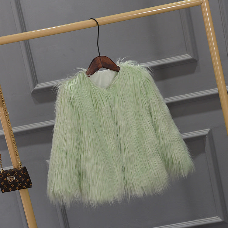 Girls' Thick Faux Fur Coat