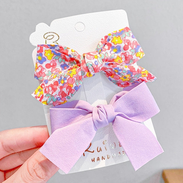 Girls' Floral Bow Hair Clip Set