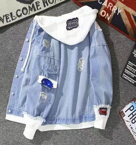 Distressed Denim Hooded Jacket